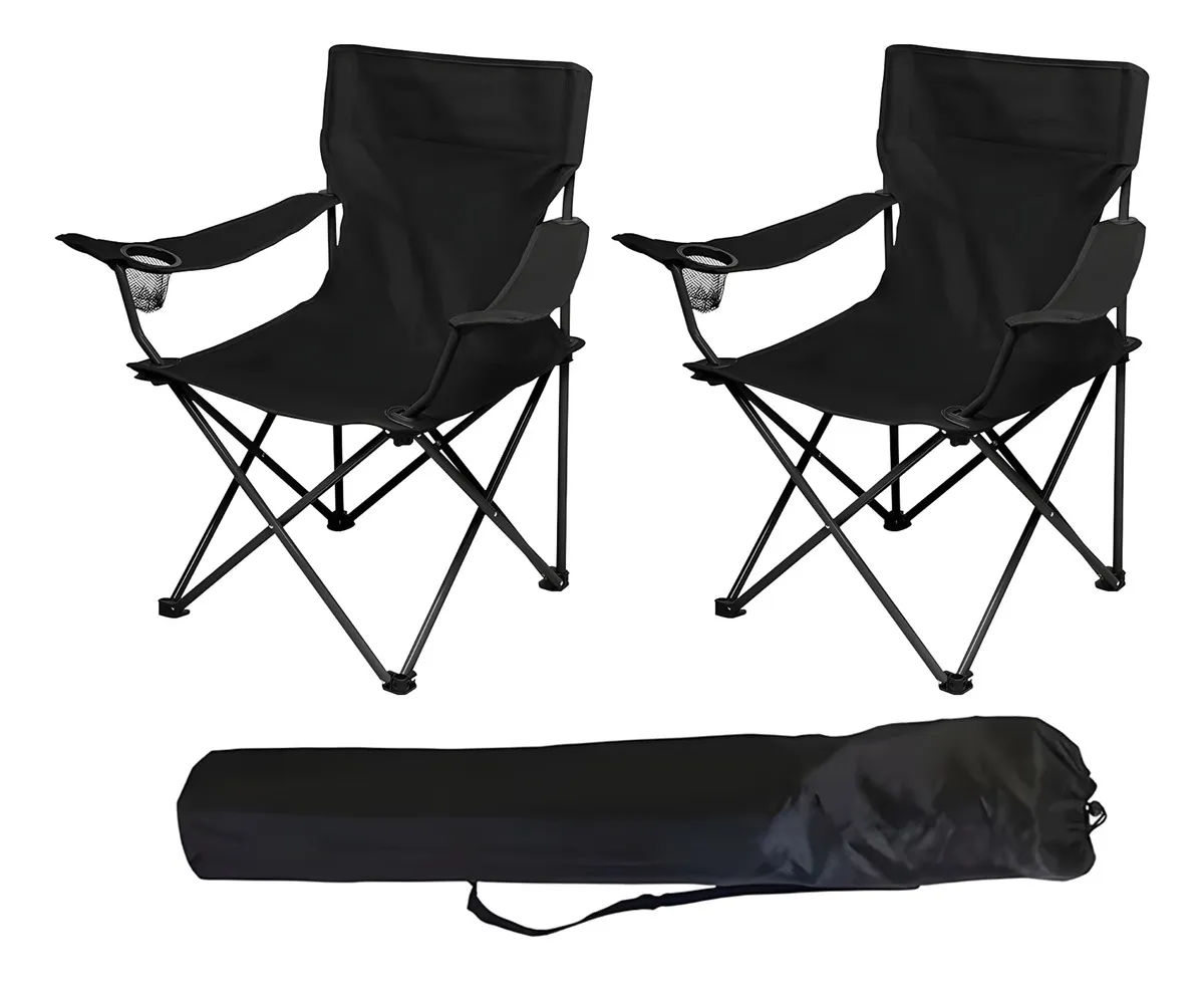 SILLA CAMPING  JARDIN PLAYA COLOR NEGRO SOPORTA 100 KG 80X50 CM